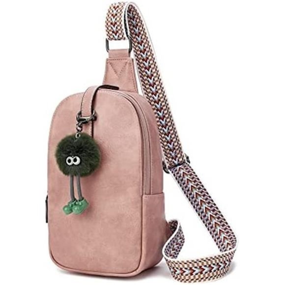 Handbags - Sling Bag Leather Chest Bag Pink